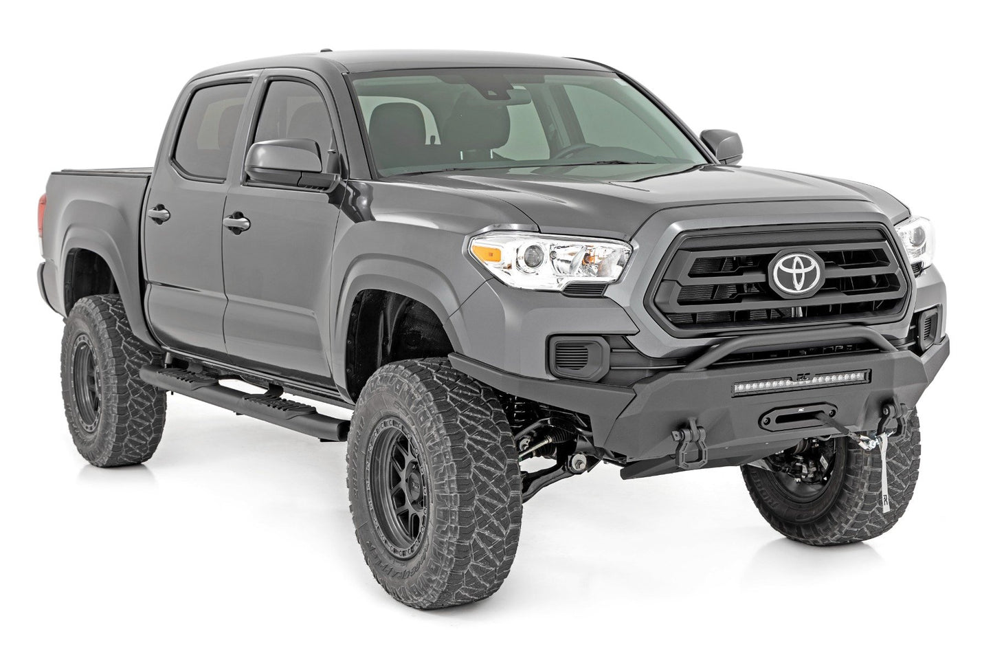 Oval Nerf Step | Double Cab | Black | Toyota Tacoma 2WD/4WD | 2005-2022 | Rough Country | 21008