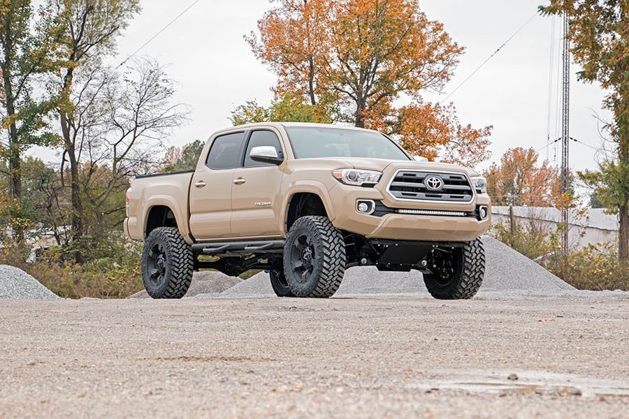 LED Light | Lower Grille Mnt | 30" Black Single Row | White DRL | Toyota Tacoma | 2016-2022 | Rough Country | 70619BLDRL