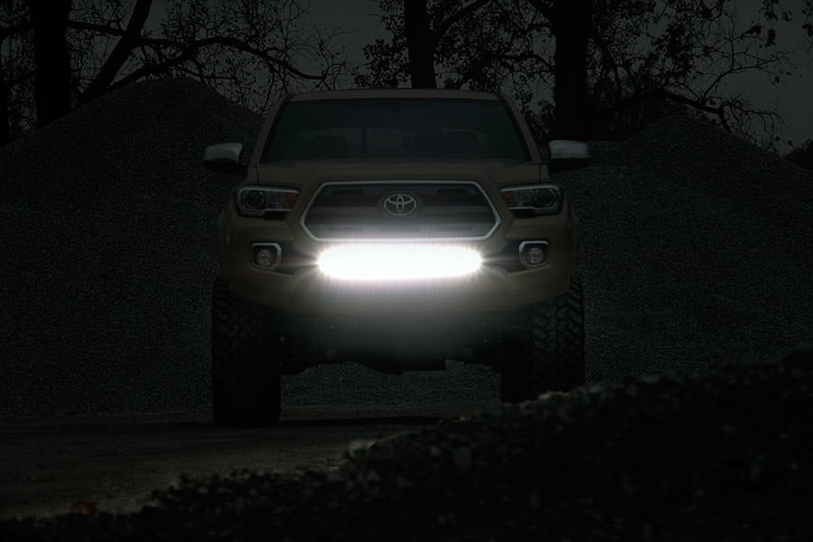 LED Light | Lower Grille Mnt | 30" Black Single Row | White DRL | Toyota Tacoma | 2016-2022 | Rough Country | 70619BLDRL