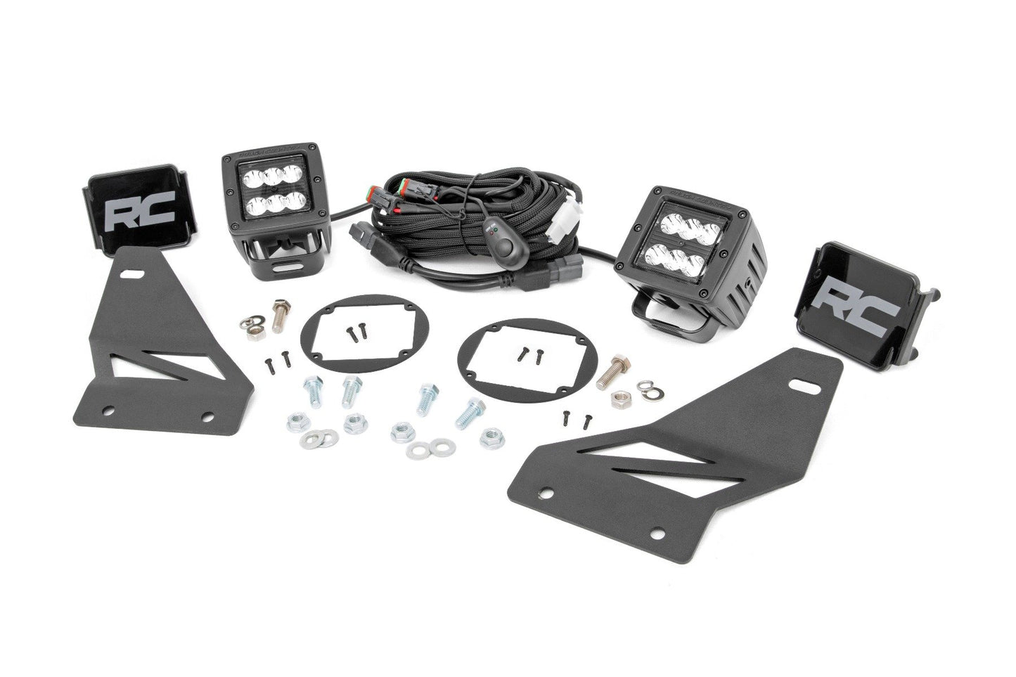 LED Light | Fog Mount | 2" Black Pair | Spot | Nissan Frontier | 2005-2020 | Rough Country | 71023