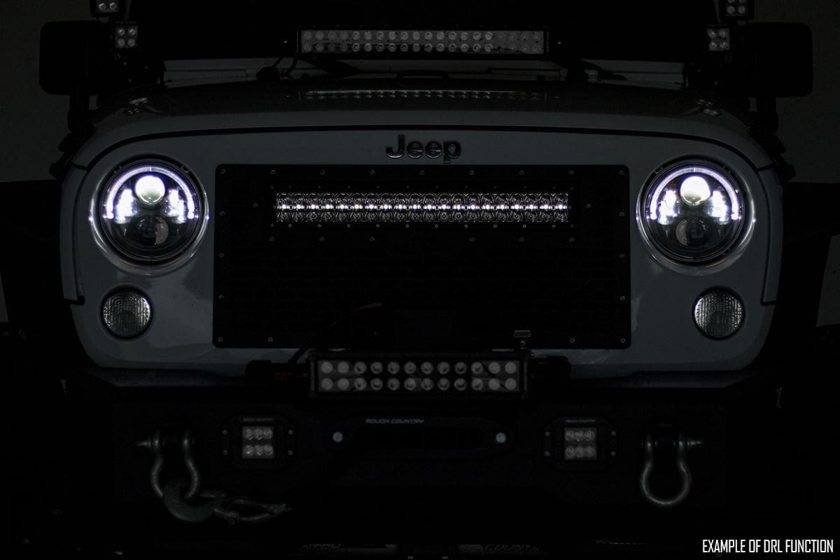 Mesh Grille | 30" Dual Row LED | Black | Amber DRL | Ford F-150 | 2015-2017 | Rough Country | 70193BDA