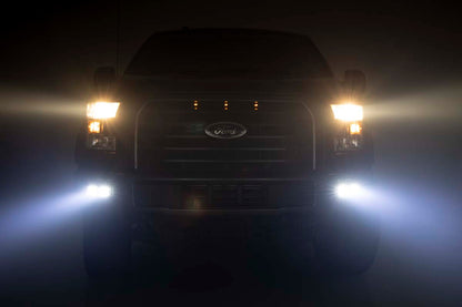 LED Light | Fog Mount | Dual 2" Black Pairs | Flood | Ford F-150 | 2015-2017 | Rough Country | 70833
