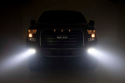 LED Light | Fog Mount | Dual 2" Black Pairs | SAE | Ford F-150 | 2015-2017 | Rough Country | 70831