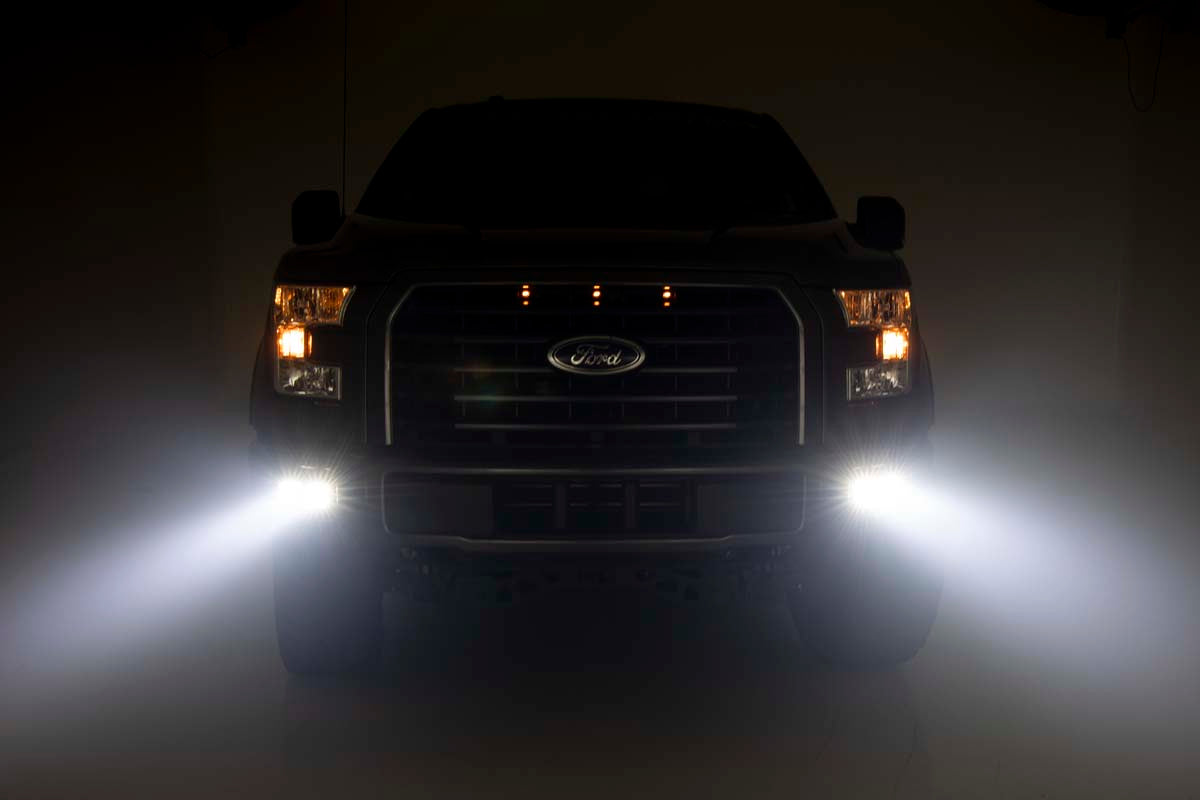 LED Light | Fog Mount | Dual 2" Black Pairs | Spot | Ford F-150 | 2015-2017 | Rough Country | 70832