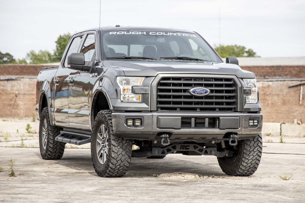 LED Light | Fog Mount | Dual 2" Black Pairs | SAE | Ford F-150 | 2015-2017 | Rough Country | 70831