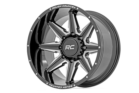 Rough Country 91M Series Wheel | One-Piece | Gloss Black | 20x12 | 6-5.5 | -44mm | 2019-2022 |  91201212M
