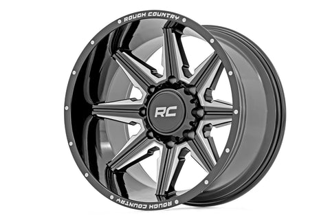 Rough Country 91M Series Wheel | One-Piece | Gloss Black | 20x12 | 8x180 | -44mm | 2011-2019 |  91201206M