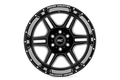 Rough Country 92 Series Wheel | Machined One-Piece | Gloss Black | 20x12 | 8x6.5 | -44mm | 2001-2010 |  92201210