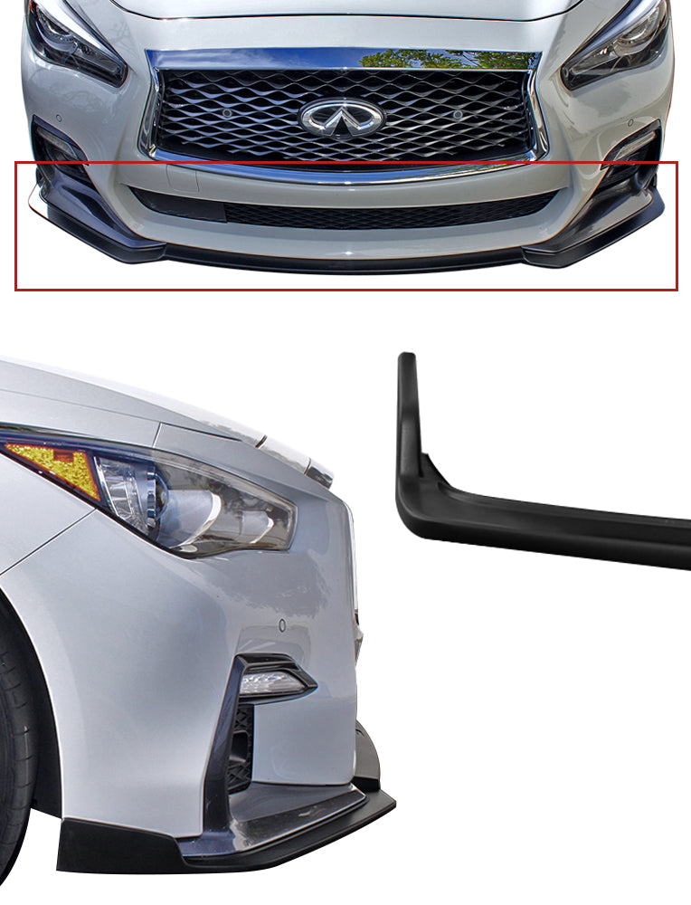 Carbon Style Front Bumper Lip Kit For 2018-2024 Infiniti Q50 Base/Premium – 3-Piece