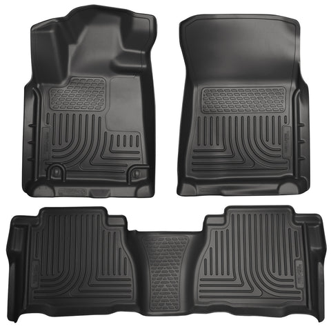 HUSKY BLACK FRONT & 2ND SEAT FLOOR LINERS 2010-2011 TOYOTA TUNDRA