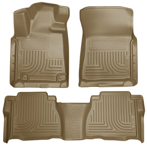 HUSKY TAN FRONT & 2ND SEAT FLOOR LINERS 2010-2011 TOYOTA TUNDRA