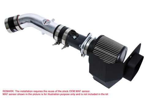 HPS Polish shortram air intake kit with heat shield fits 2003-2006 Nissan 350Z 3.5L V6 . Dyno proven performance gains - increase horsepower +10 Whp , torque +9.8 Ft/lbs and improve throttle response. Bolt-on easy installation, no modification. NOT CARB Compliant.