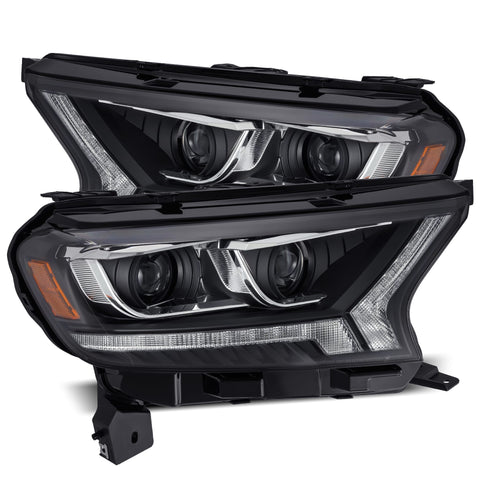 2019- 2021 Ford Ranger Projector Headlights Plank Style Design Black w/ Sequential Signal, switchback DRL. Alpha Rex 880120