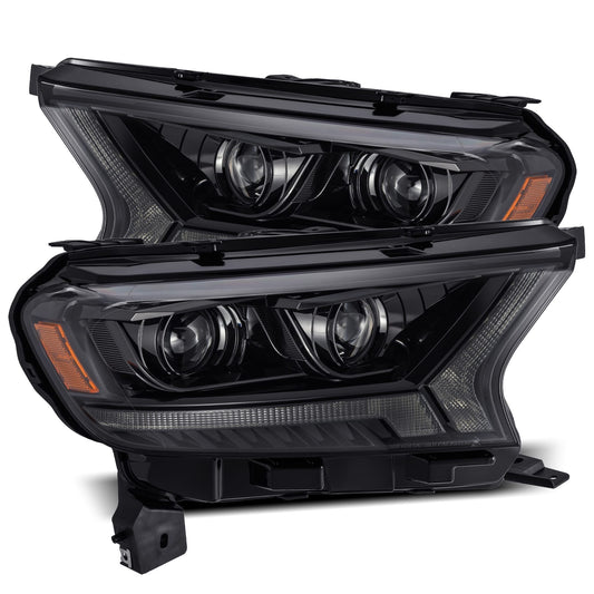 2019- 2021 Ford Ranger Projector Headlights Plank Style Design Alpha Black w/ Sequential Signal, switchback DRL. Alpha Rex 880119