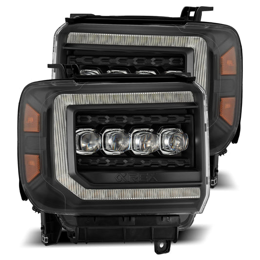 Performance Lighting 
NOVA-Series LED Headlights 
2014-2018 GMC Sierra NOVA-Series LED Projector Headlights Black Alpha-Rex  880617