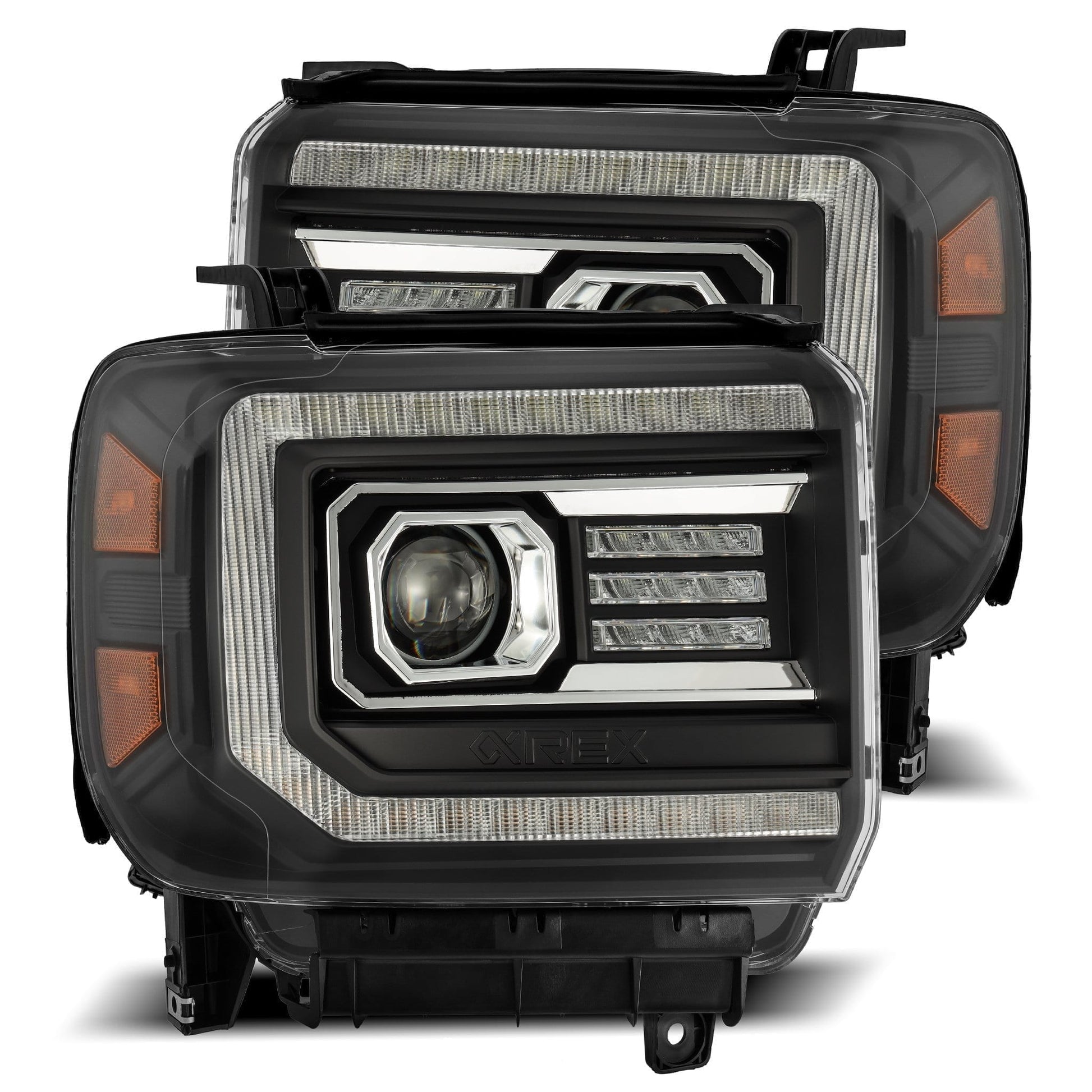 2014- 2018 GMC Sierra Projector Headlights Plank Style Design Black w/ Activation Light / Sequential Signal and DRL. Alpha Rex 880613