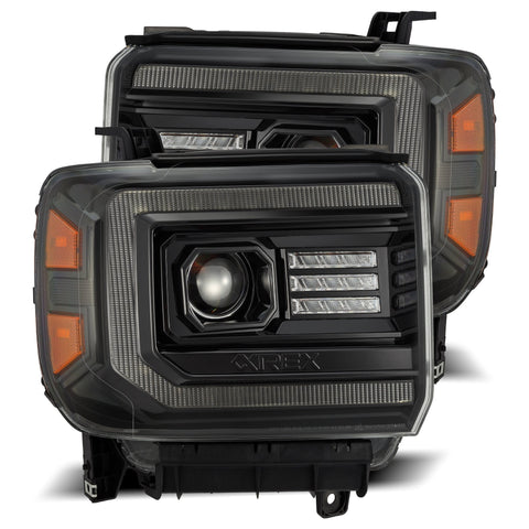 2014- 2018 GMC Sierra Projector Headlights Plank Style Design Alpha Black w/ Activation Light / Sequential Signal and DRL. Alpha Rex 880612