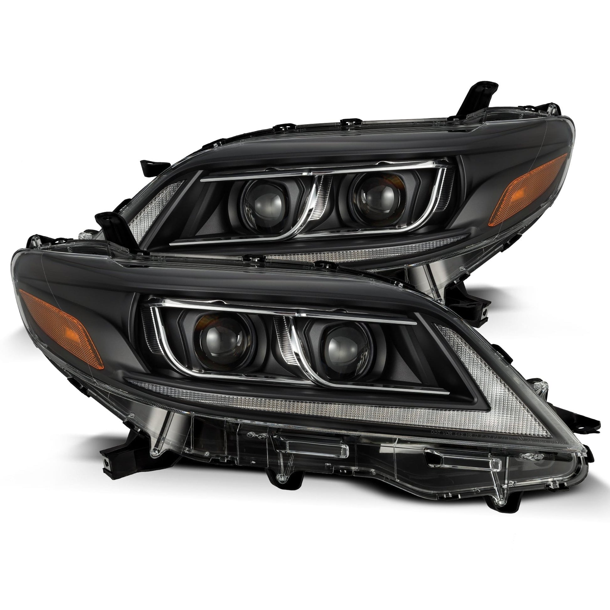 2011- 2021 Toyota Sienna Projector Headlights Plank Style Design Black w/ Sequential Signal & DRL. Alpha Rex 880764
