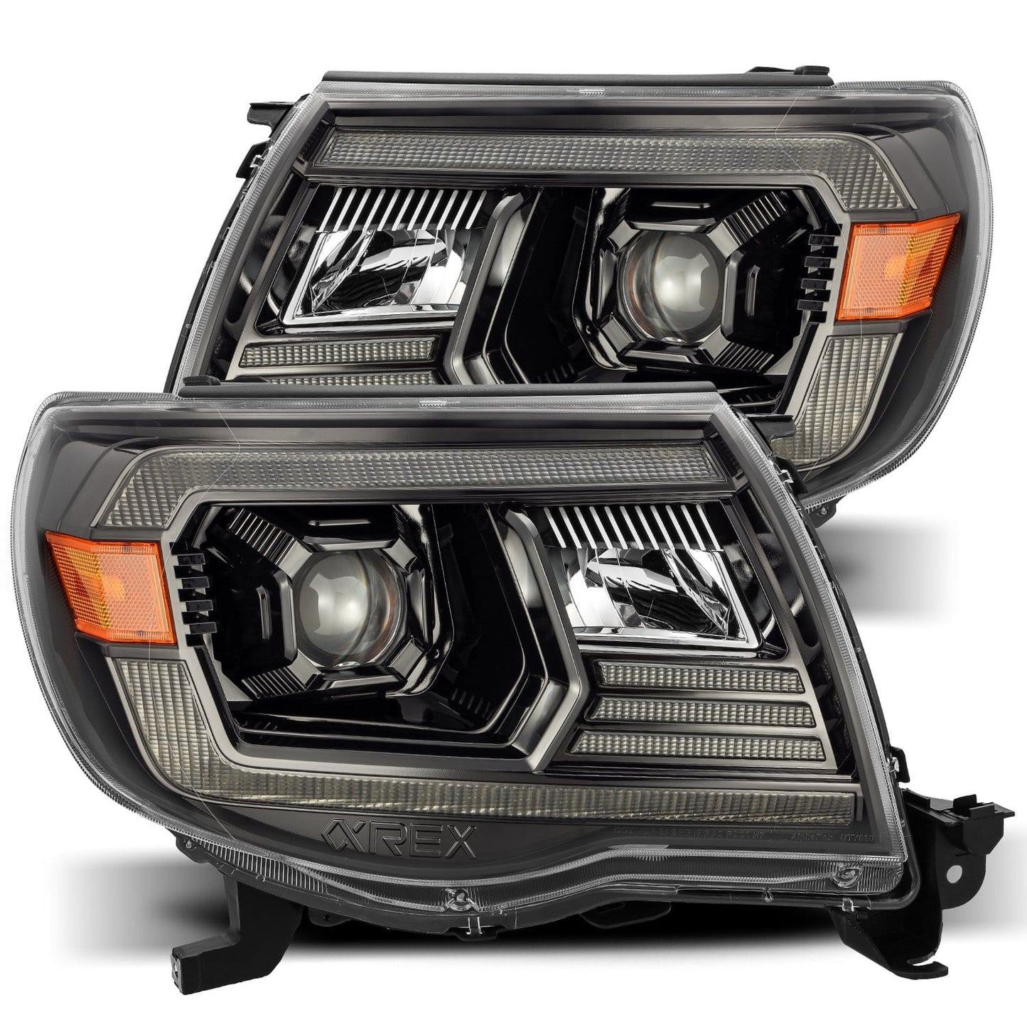 2005- 2011 Toyota Tacoma Projector Headlights Plank Style Design Alpha Black w/ DRL. Alpha Rex 880736