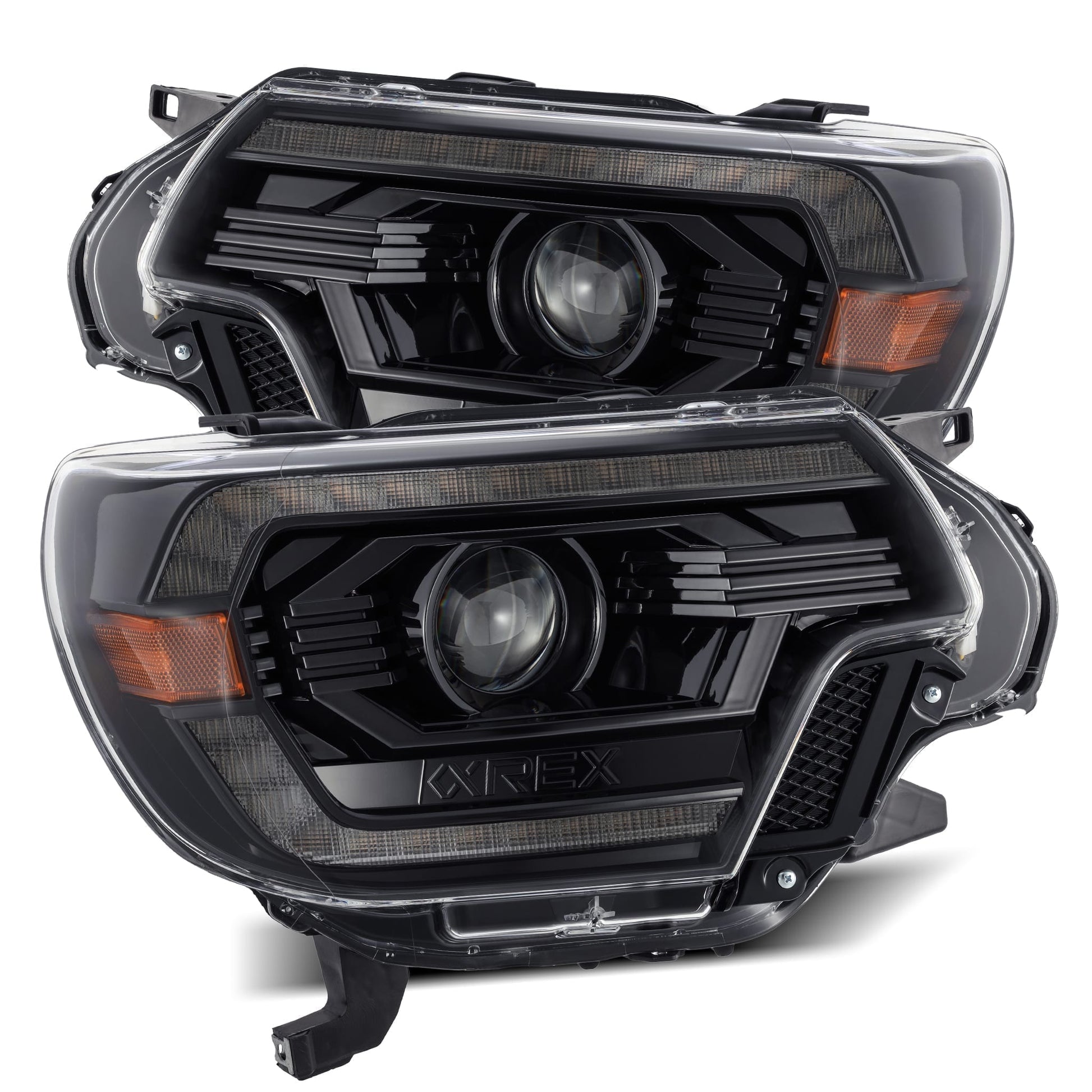 2012- 2015 Toyota Tacoma Projector Headlights Plank Style Design Alpha Black w/ DRL. Alpha Rex 880748
