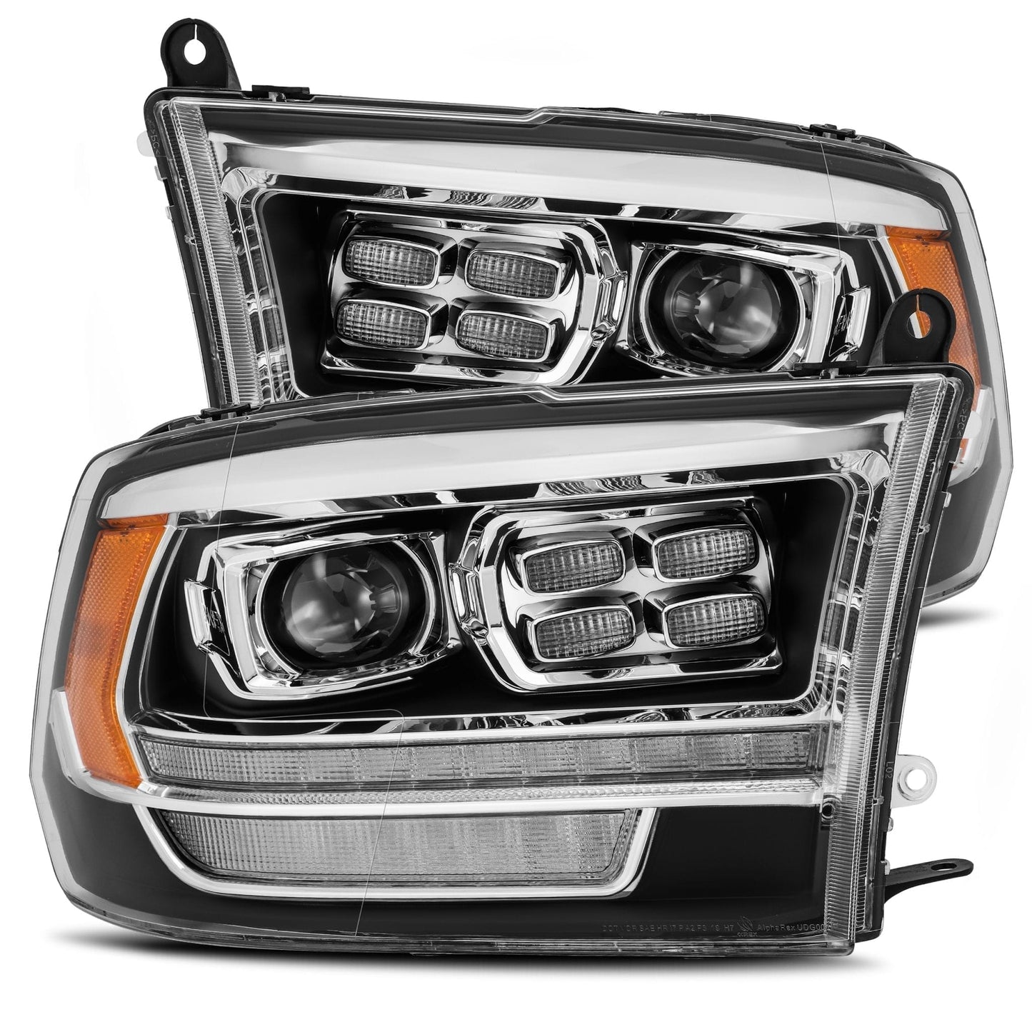 2009-2018 Ram Truck LUXX-Series (5th Gen 2500 Style) LED Projector Headlights Black Alpha-Rex  880526