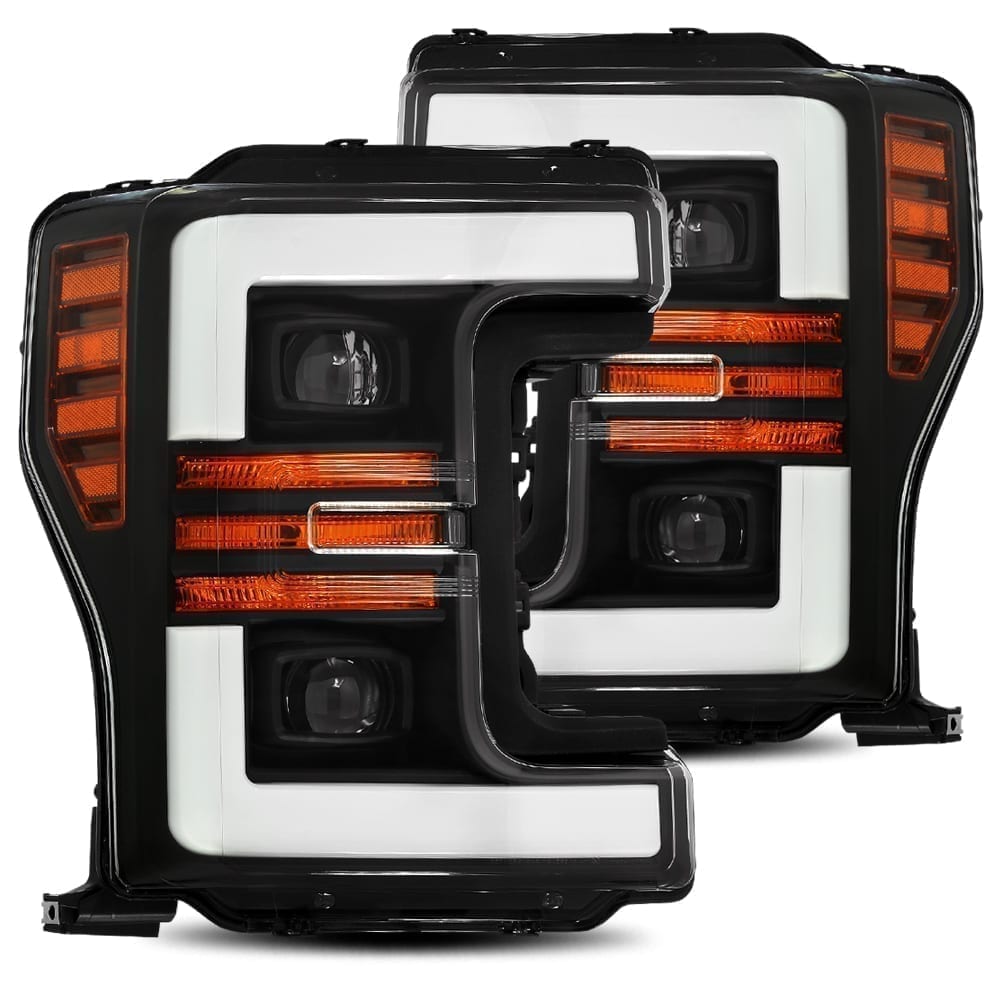 2017- 2019 Ford F-250 Projector Headlights Plank Style Design Matte Black w/ Activation Sequential Signal. Alpha Rex 880106