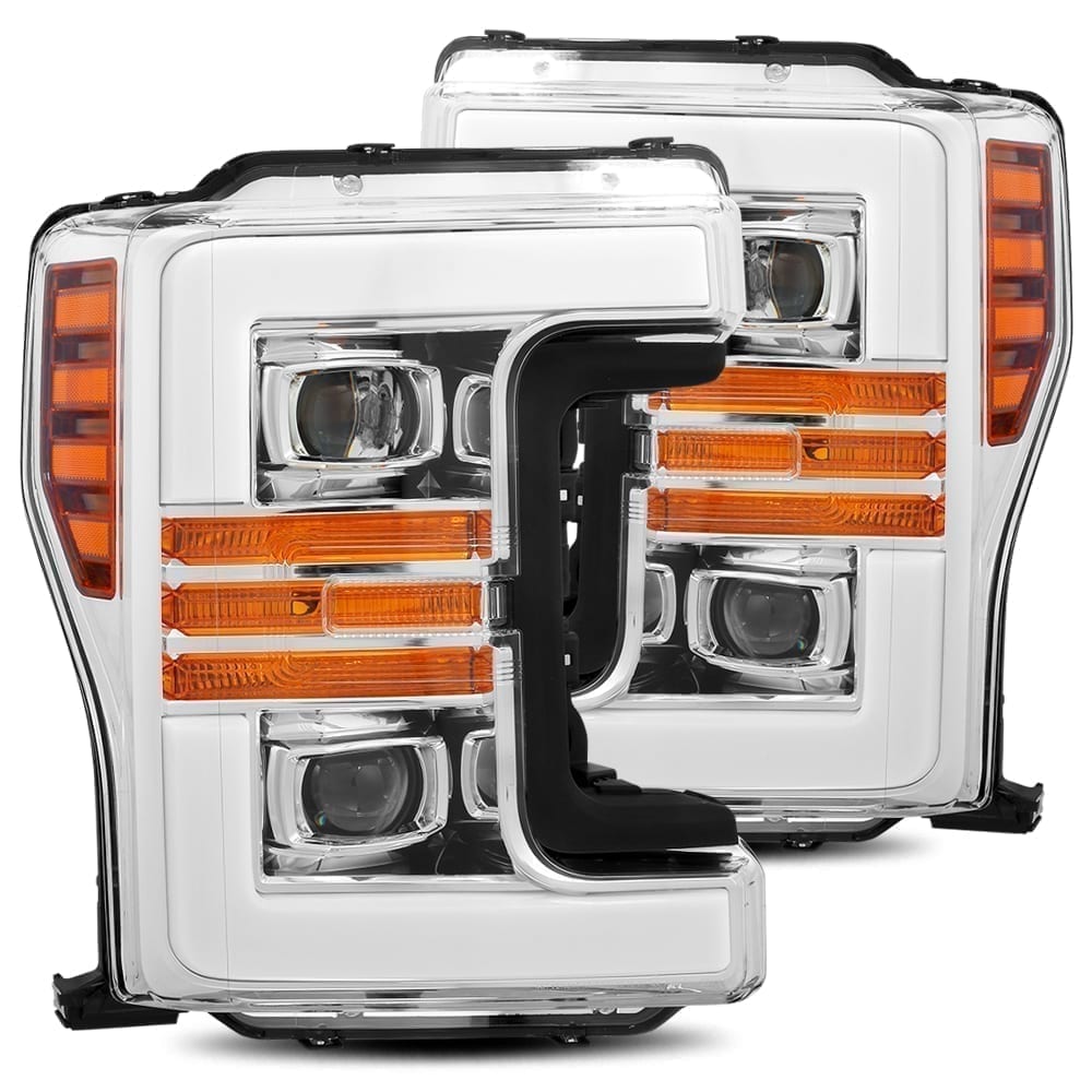 2017- 2019 Ford F-550 Projector Headlights Plank Style Design Chrome w/ Activation Sequential Signal. Alpha Rex 880107