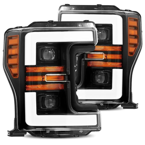 2017- 2019 Ford F-550 Projector Headlights Plank Style Design Black w/ Activation Sequential Signal. Alpha Rex 880108
