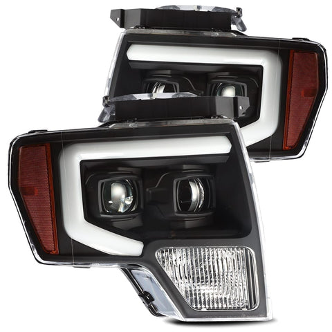 2009- 2014 Ford F150 Projector Headlights Plank Style Design Black w/ Activation Sequential Signal. Alpha Rex 880199
