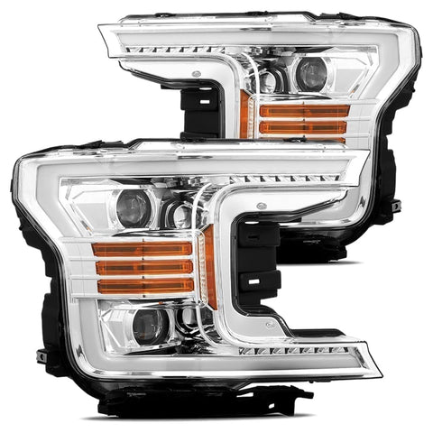 2018- 2019 Ford F150 Projector Headlights Plank Style Design Chrome w/ Activation Sequential Signal. Alpha Rex 880187