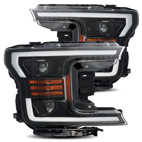 2018- 2019 Ford F150 Projector Headlights Plank Style Design Gloss Black w/ Activation Sequential Signal. Alpha Rex 880188