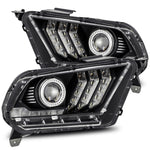 2010- 2012 Ford Mustang Projector Headlights Plank Style Design Jet Black w/ Top/Bottom DRL. Alpha Rex 880110