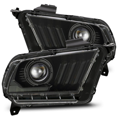 2010- 2012 Ford Mustang Projector Headlights Plank Style Design Black w/ Top/Bottom DRL. Alpha Rex 880112