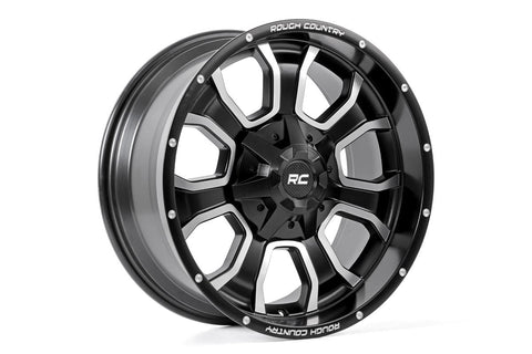 Rough Country 93 Series Wheel | One-Piece | Machined Black | 20x9 | 6x5.5/6x135 | 0mm | 2002-2006