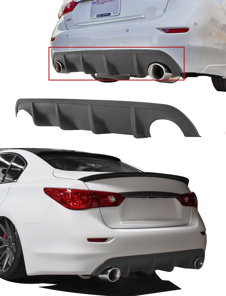Auto Heckstoßstange Diffusor Spoiler mit Kontrollleuchte für Infiniti Q50  2014-2017 Auto Modifikation Hinterlippe Body Kit